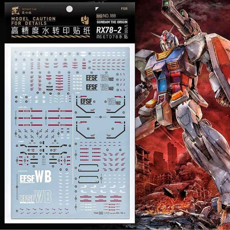 Promo MG GUNDAM THE ORIGIN RX782 GUNDAM WATER DECAL ARTISAN'S CLUB