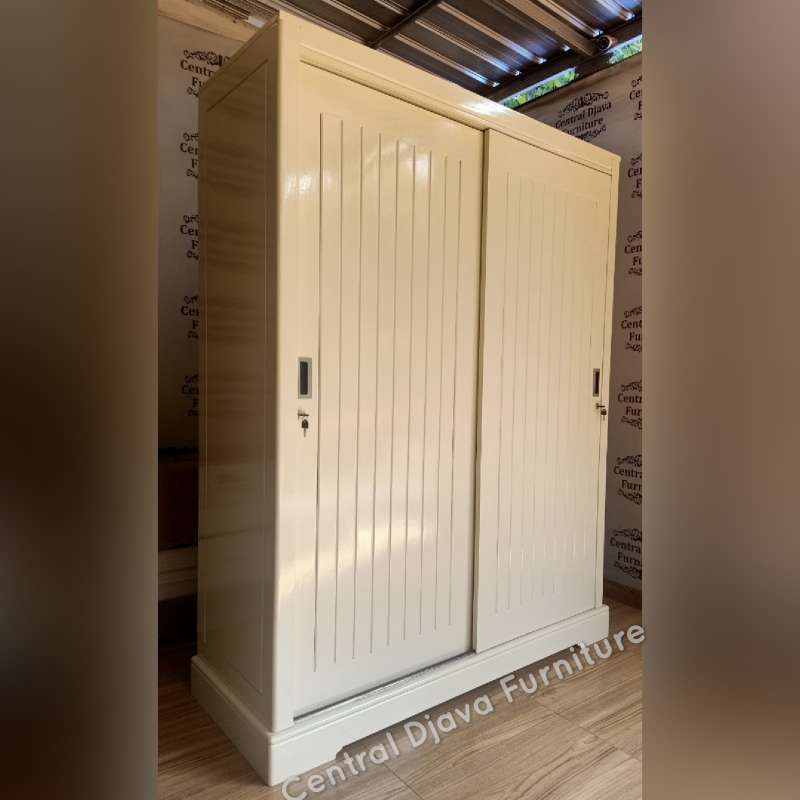 Jual Lemari Pakaian Cat Duco Sliding Kayu Jati 2 Pintu Almari Mebel