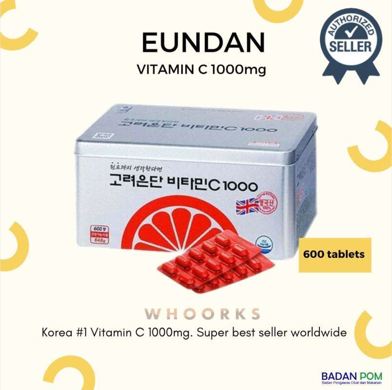 Jual EUNDAN Vitamin C 600 tablets kaleng 1000mg KOREA multivitamin