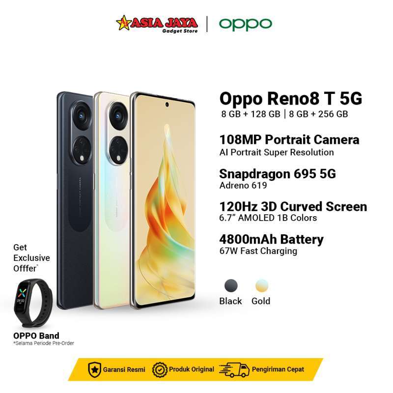 Jual Oppo Reno8 T 5G 8/256GB Garansi Resmi Oppo - 8/256 GB Midnight ...