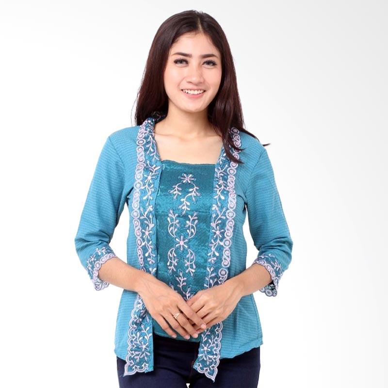 Jual Batik Distro BA8032 Renda Kebaya Wanita Pendek - Biru 