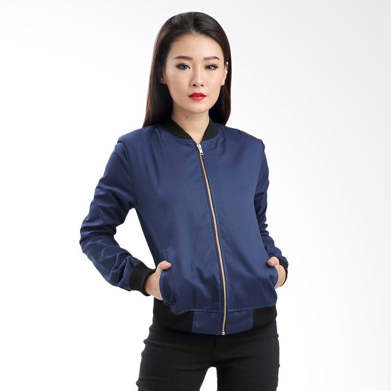 Jual MKY Clothing Plain Bomber Jacket Wanita Navy Online 