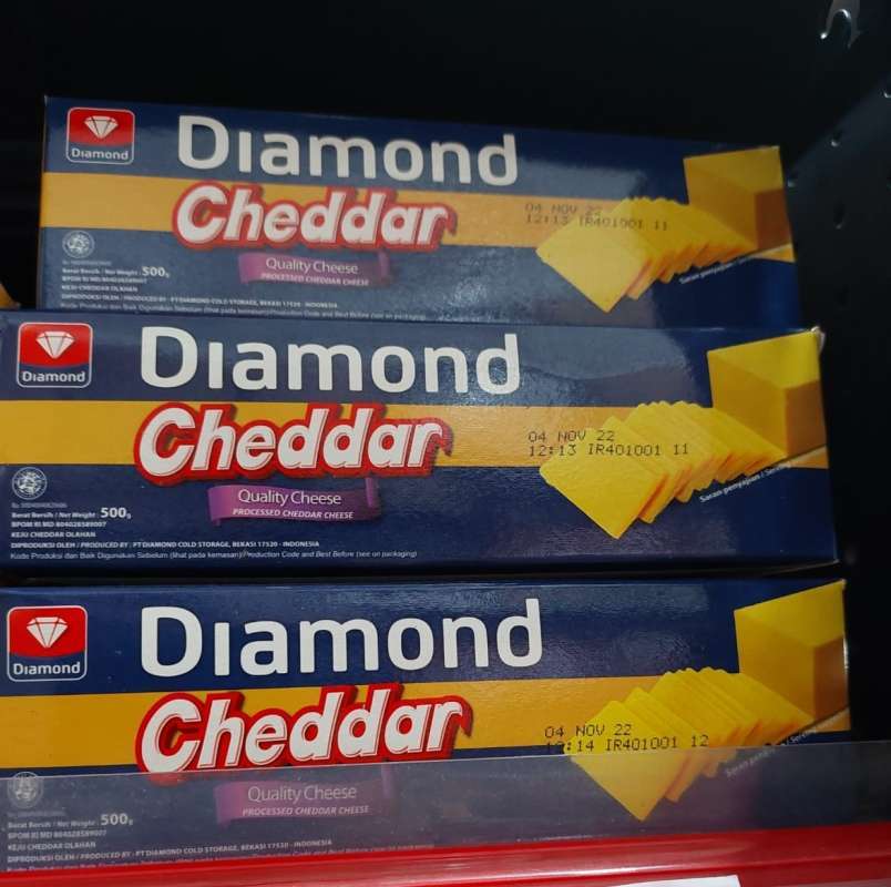 Jual 500 Gram 1/2 Kg Diamond Cheddar Processed Cheese Keju Cedar Olahan Halal Di Seller