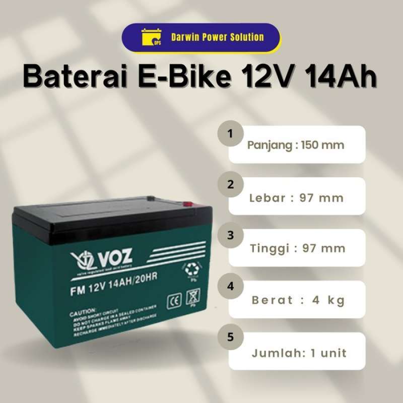 Jual Aki Selis Voz 12v 14ah Aki Sepeda Listrik Baterai Aki Motor