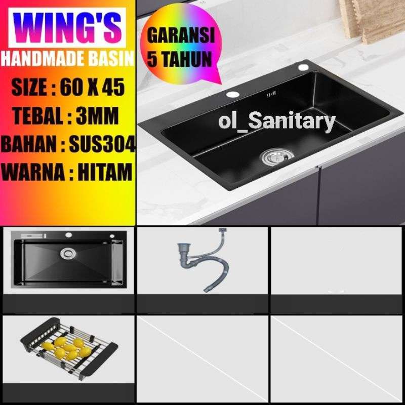 Promo sink stainless hitam bak cuci piring hitam tempat cuci piring