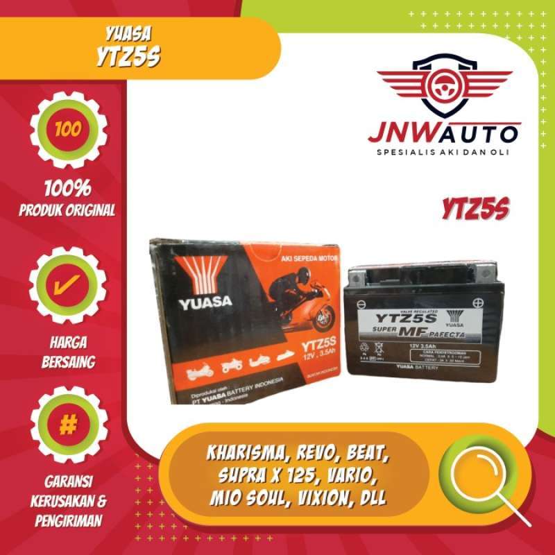 Jual Aki Motor Yuasa MF YTZ5S/GTZ5S untuk Beat, Vario, Mio, Scoopy di