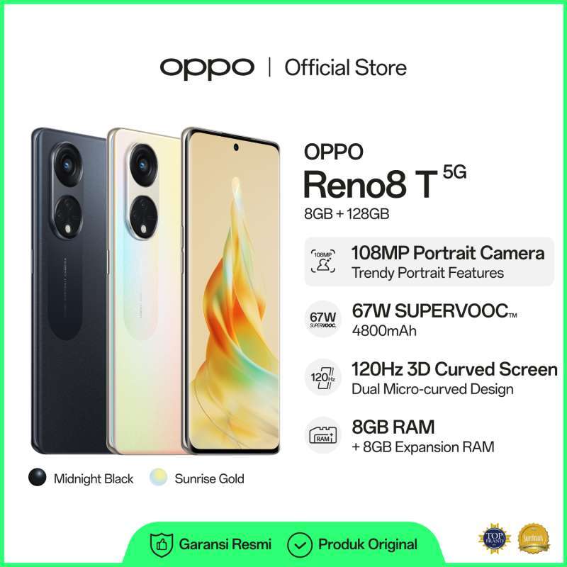 Promo OPPO Reno8 T 5G 8GB/128GB Smartphone (Garansi Resmi) - Black ...
