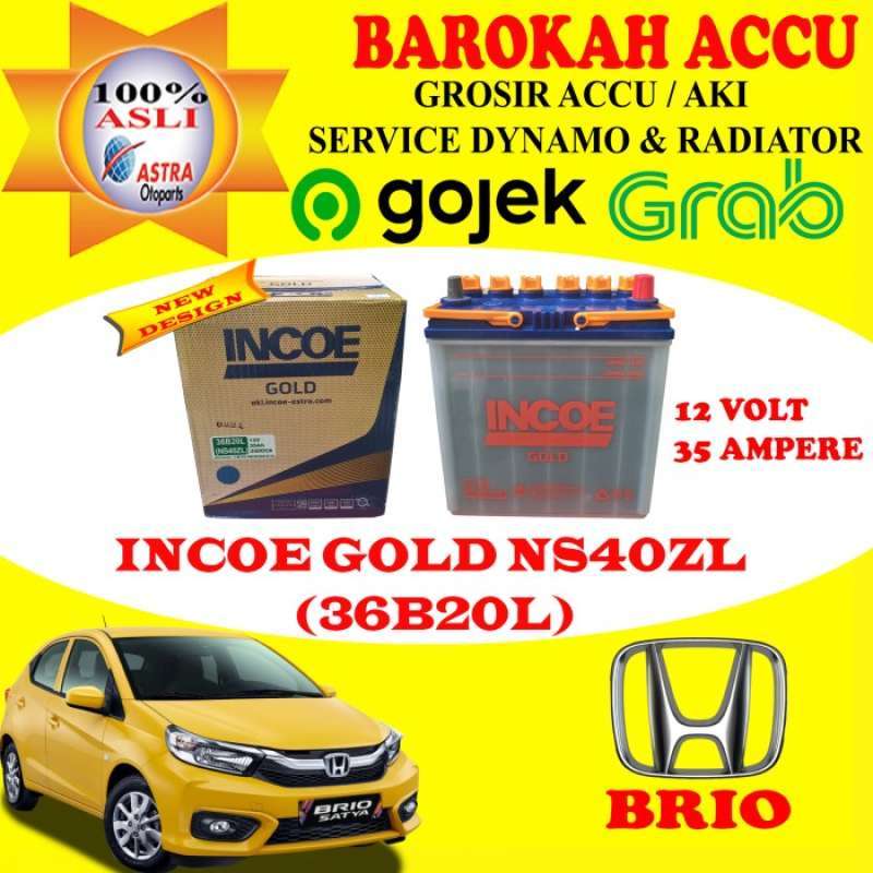Jual AKI / ACCU MOBIL HONDA BRIO INCOE GOLD NS40ZL / 36B20L , 35 AH di
