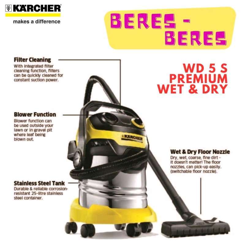 Jual Karcher Vacum Cleaner WD 5S Wet and Dry Vacuum 25 Liter 240 mbar