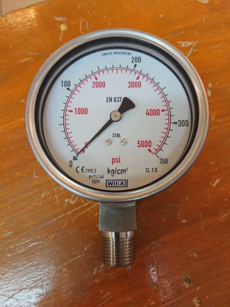 Jual WIKA Pressure Gauge 232.50.100 Range 350 kg/cm2 2nd scale psi LM
