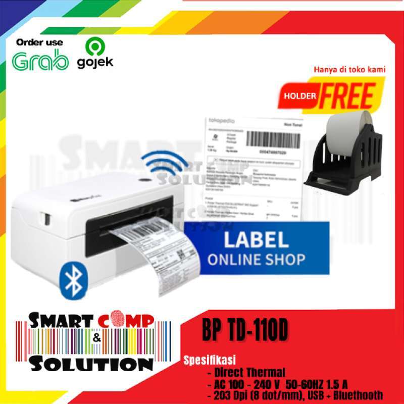 Jual Printer Barcode Label Thermal Sticker Resi Blueprint TD110D USB