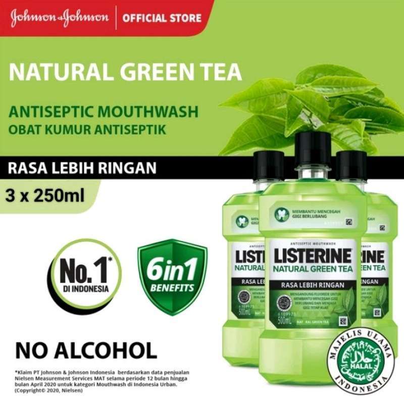 Jual Listerine Antiseptic Mouthwash Natural Green Tea Cegah Gigi