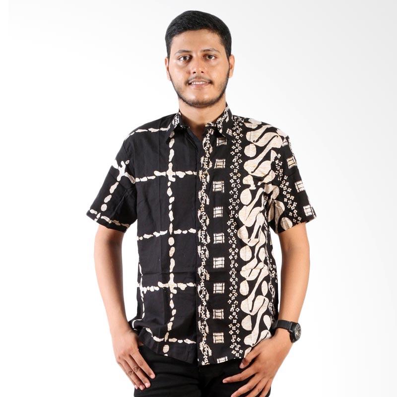 Jual Batik Nulaba Cap Bunga Parang Monochrome Kemeja Pria 