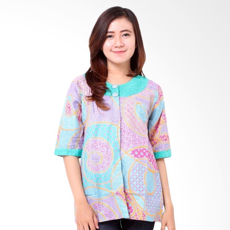 batik distro_batik distro ba7987 blus wanita embos pendek   hijau_full06