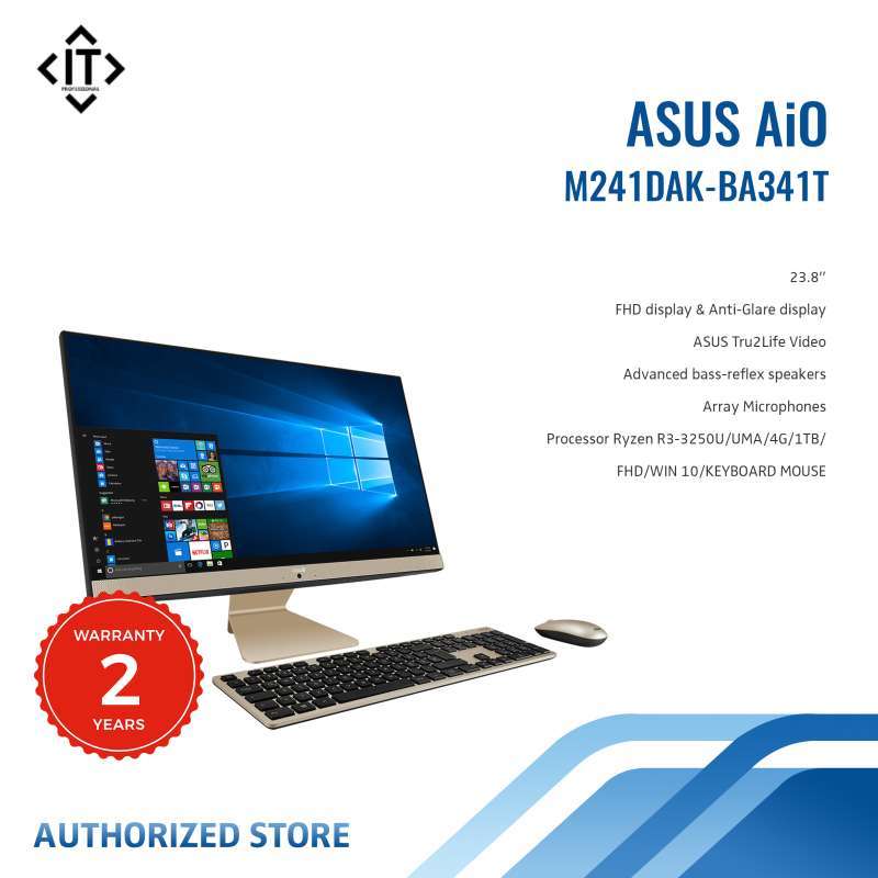 Jual ASUS DESKTOP ALL IN ONE 23.8 INCH/R33250U/4GB/1TB/Win10 M241DAK