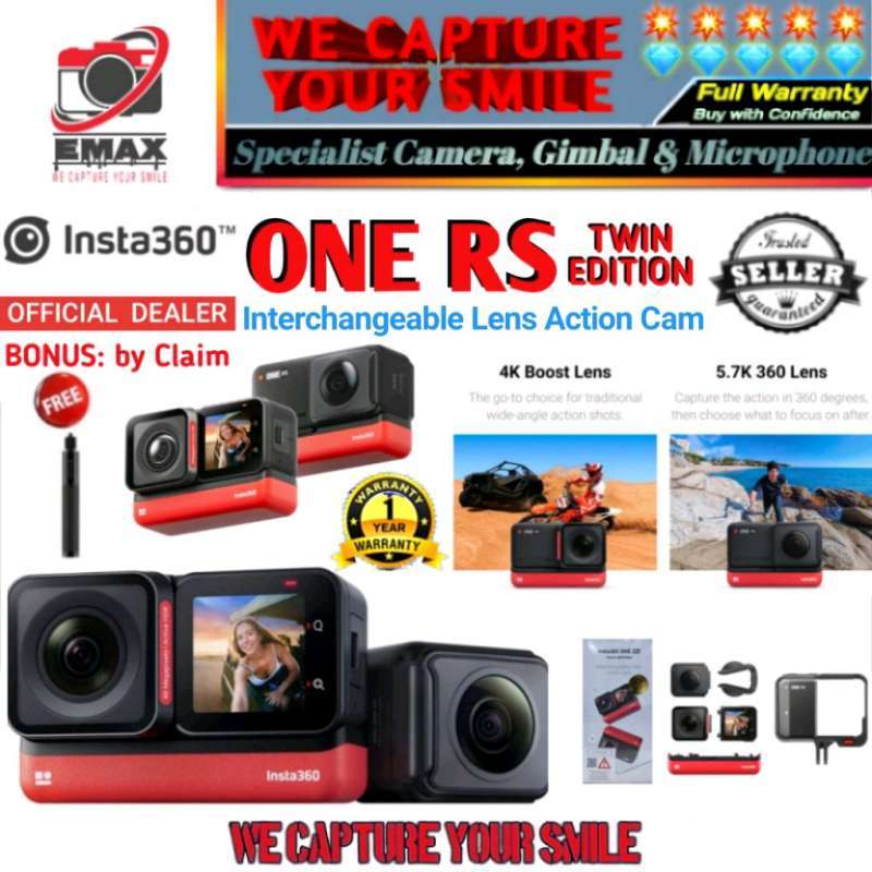 Jual Insta360 One Rs Twin Edition Actioncam 5.7k30 48mp Photo Hdr ...