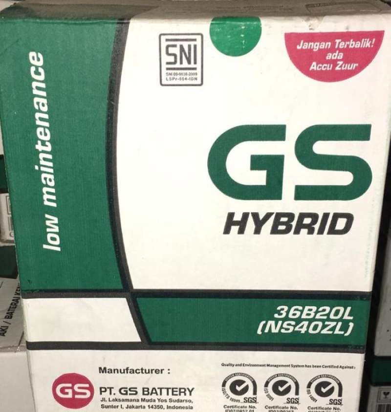 Jual AKI MOBIL GS ASTRA TYPE GS HYBRID 36B20L NS40ZL 12V 35AH -80003 di