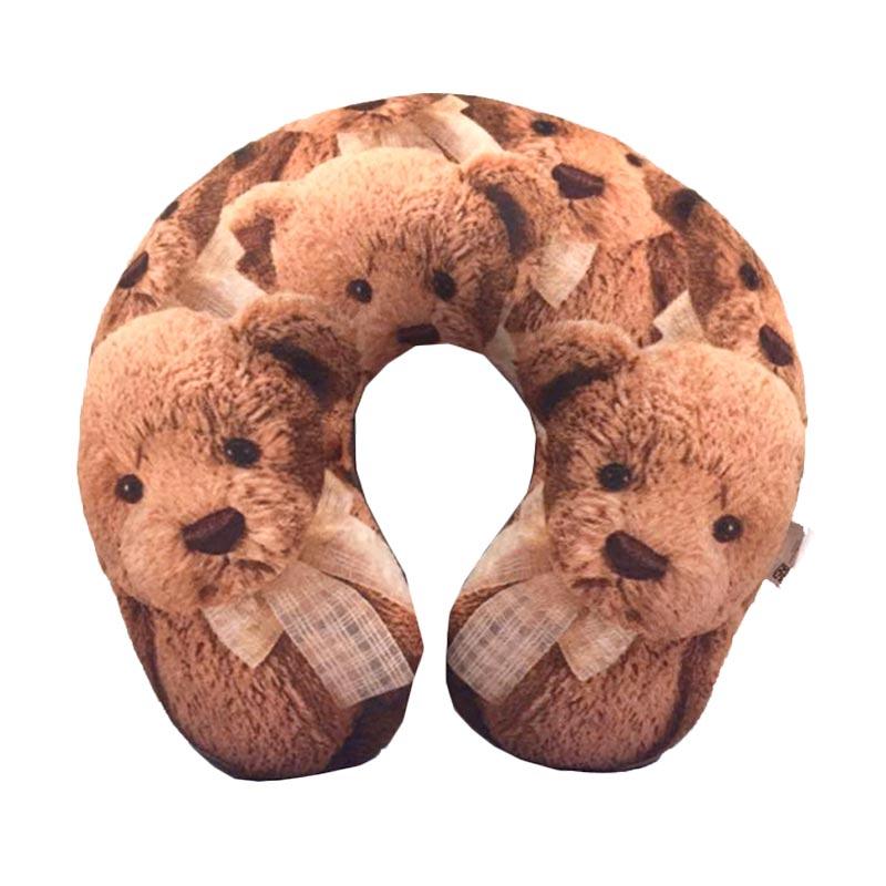 Jual Nicola Printing Teddy Bear Bantal Leher U - Cokelat ...