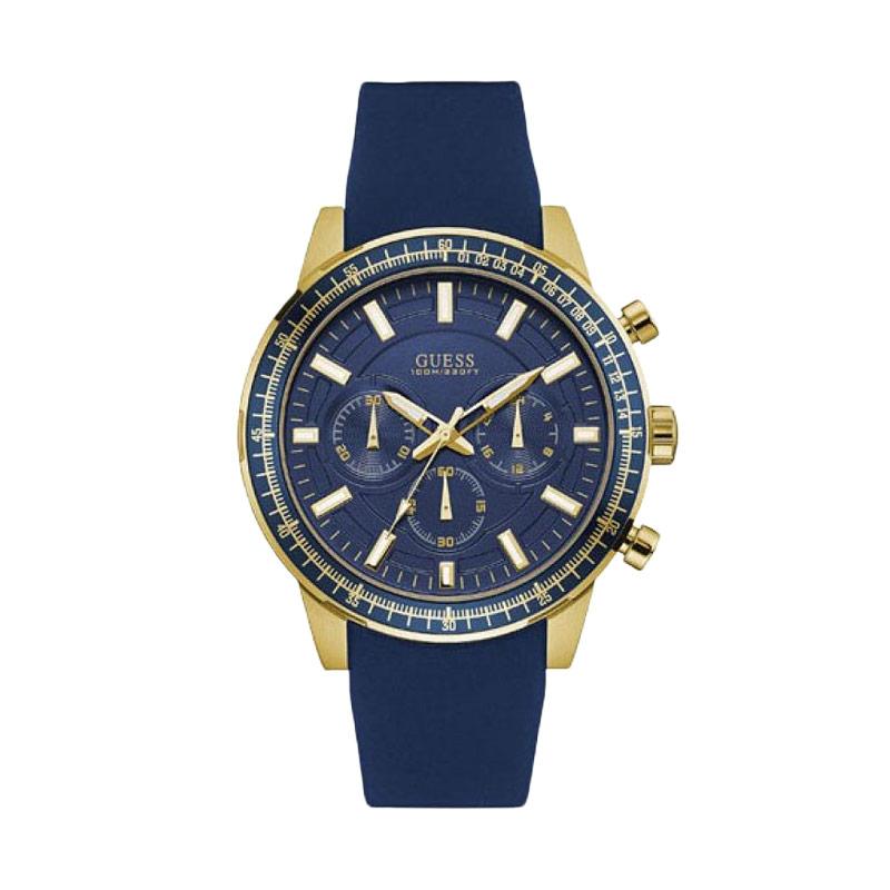 jual guess chronograph rubber jam tangan pria blue gold jual guess chronograph rubber jam tangan pria blue gold