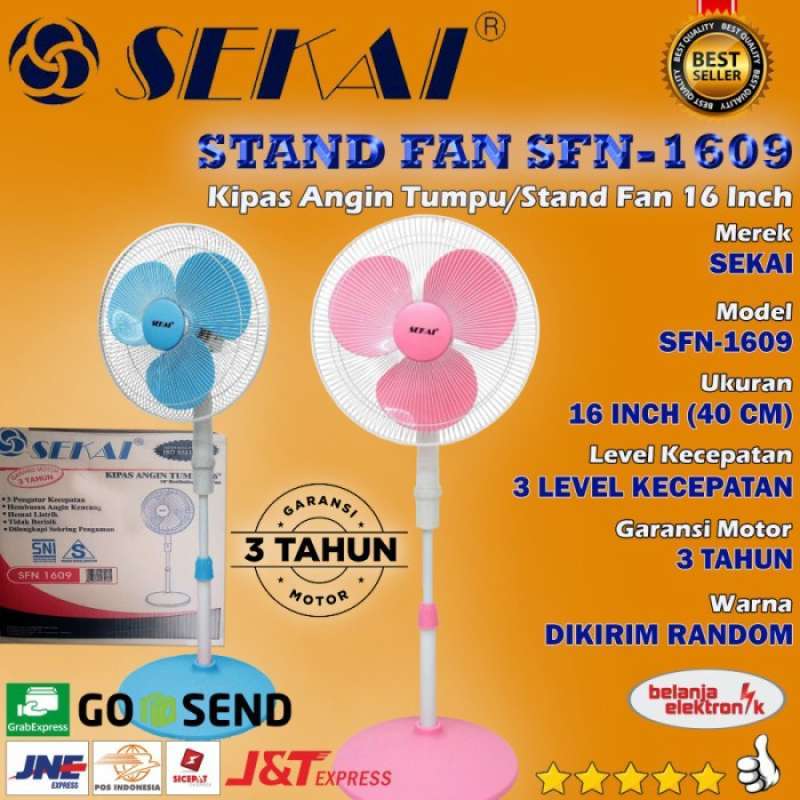 Jual KIPAS ANGIN TUMPU/STAND FAN 16 INCH SEKAI SFN1609 di Seller