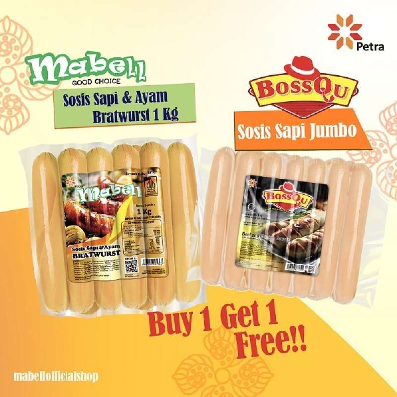Jual MABELL SOSIS SAPI AYAM BRATWURST 1 KG GRATIS BOSSQUE SOSIS SAPI