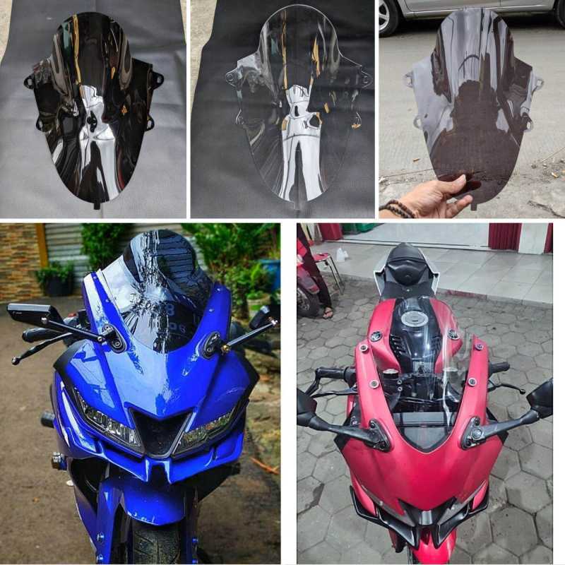 Visor R25 Riben Promo visor R15 v3 model jenong bening riben dan Hitam pekat ...