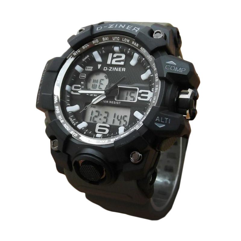 Harga D-Ziner DZ0533 Dual Time Jam Tangan Pria Strap Karet 