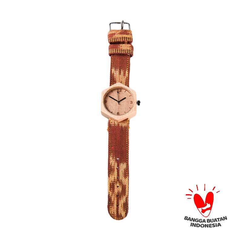 Jual Kerajinan Lokal Hexagon Maple Jam Tangan Pria - Red 