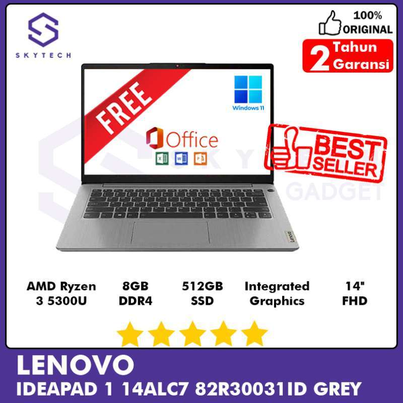 Jual LAPTOP LENOVO IDEAPAD 1 14ALC7 31ID AMD RYZEN 3 5300U RAM 8GB SSD 512GB WINDOWS 11 + OHS