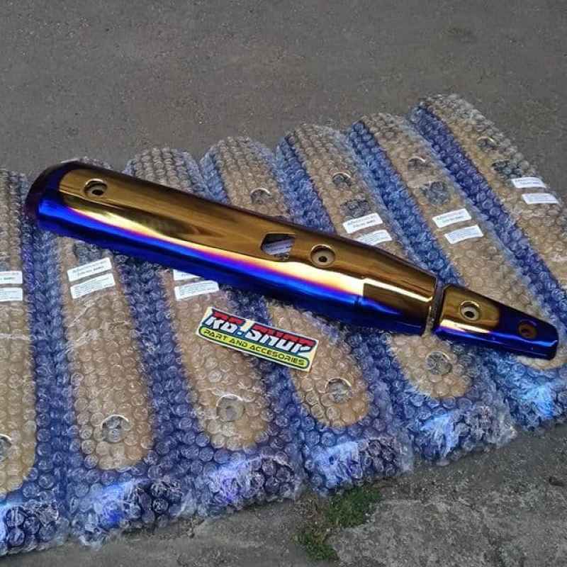 Jual cover tameng knalpot two tone blue gold nouvo z/mx/lele heng