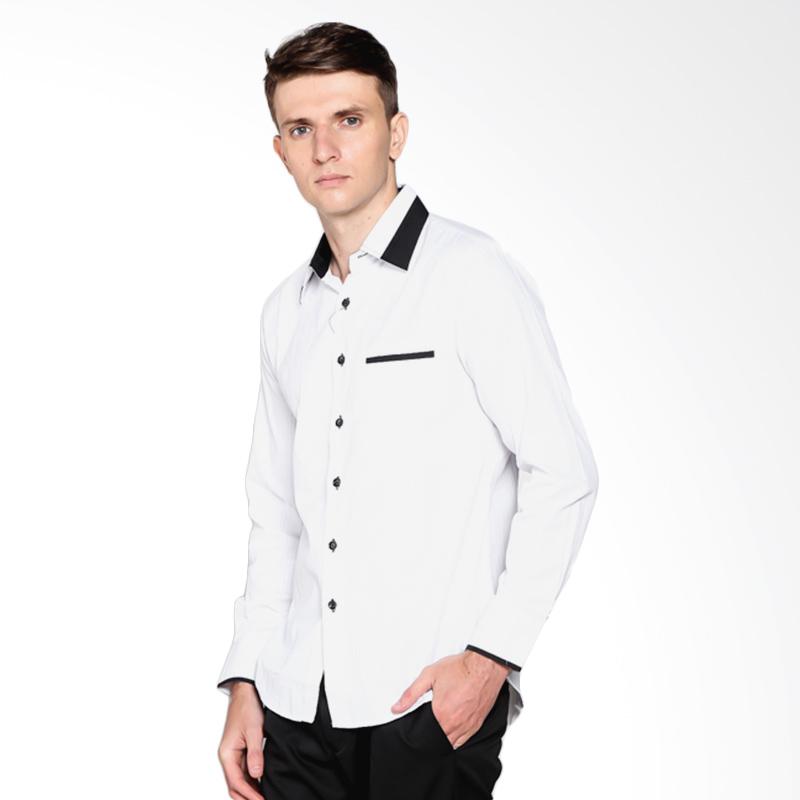 Promo VM NF-185 Long Shirt Slimfit Kemeja Lengan Panjang Pria - Putih