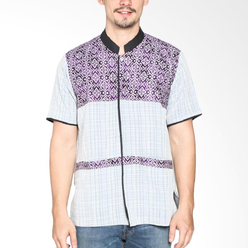 Jual Fafa Collection 002 Batik Baju  Koko Pria  Putih Ungu  