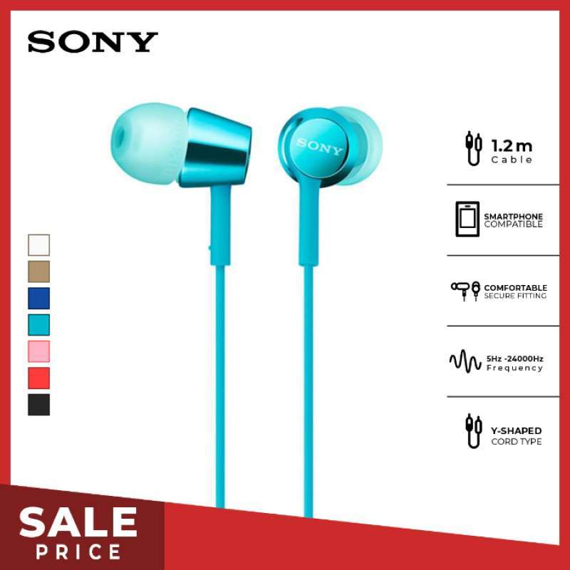 Promo SONY MDREX155AP Wire Headset Light Blue Earphone Headphone