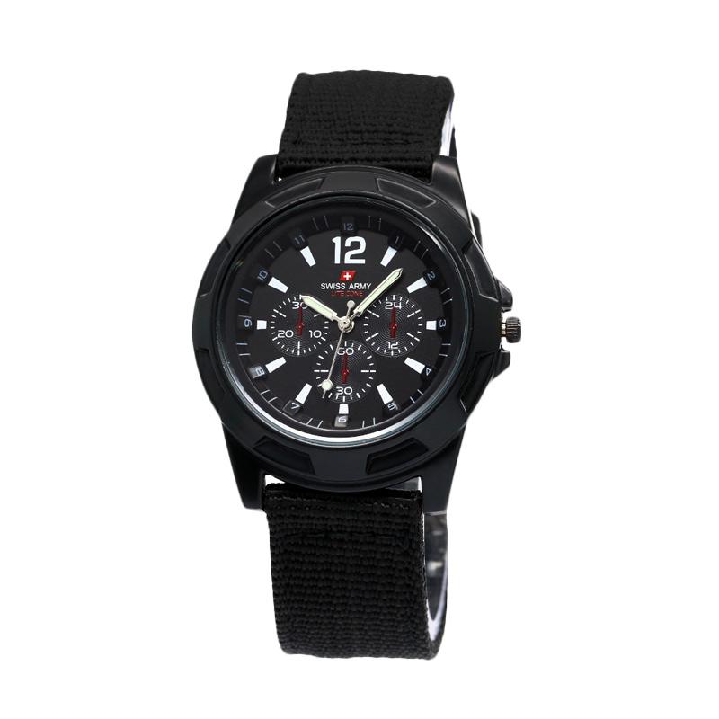 jual swiss army tali kanvas jam tangan pria hitam lz003 jual swiss army tali kanvas jam tangan pria hitam lz003