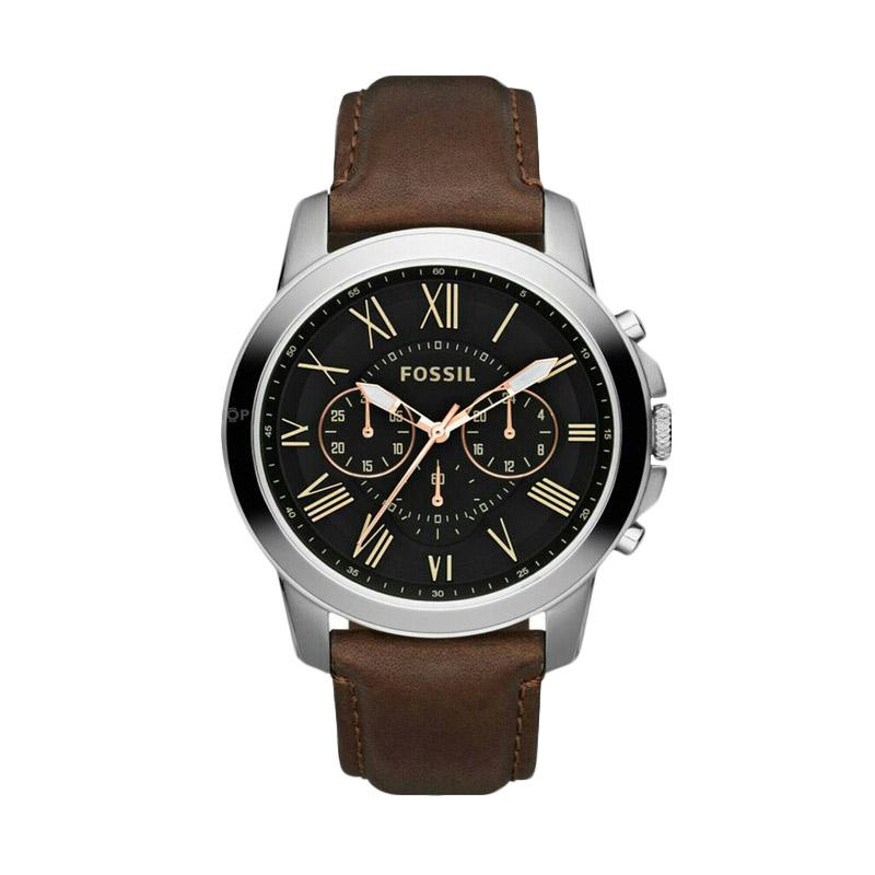 Promo Fossil FS 4813 Leather Strap Jam Tangan Pria Brown Diskon 73
