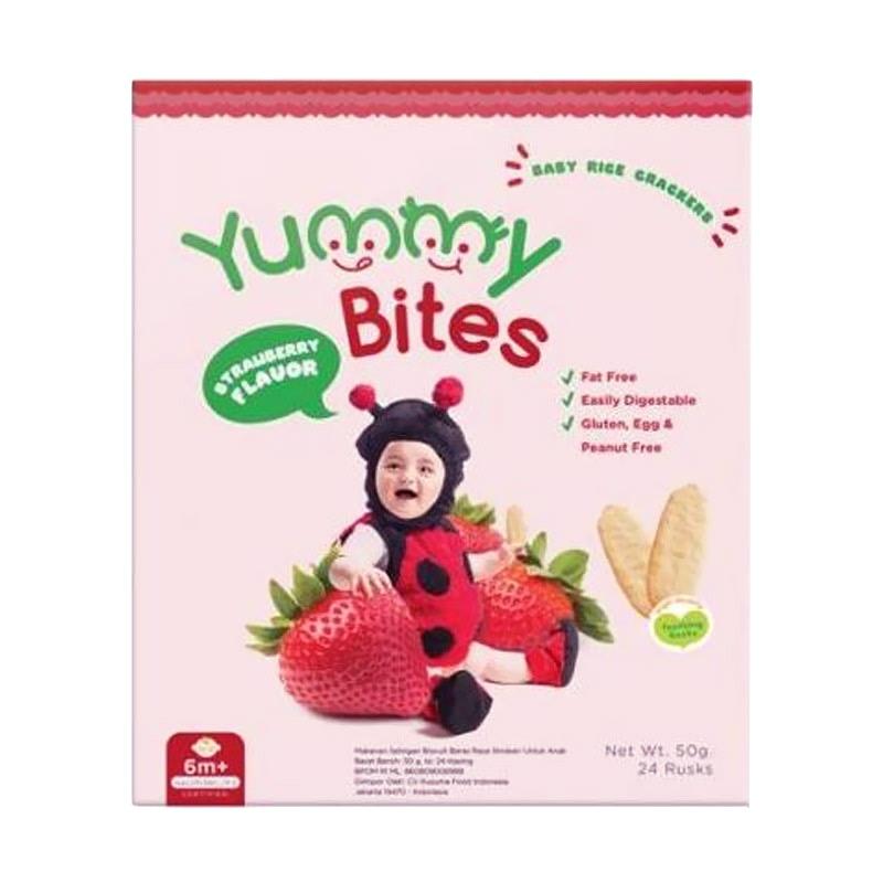 Jual Yummy Bites Rice Crackers Strawberry Box Snack Bayi [50 g] di