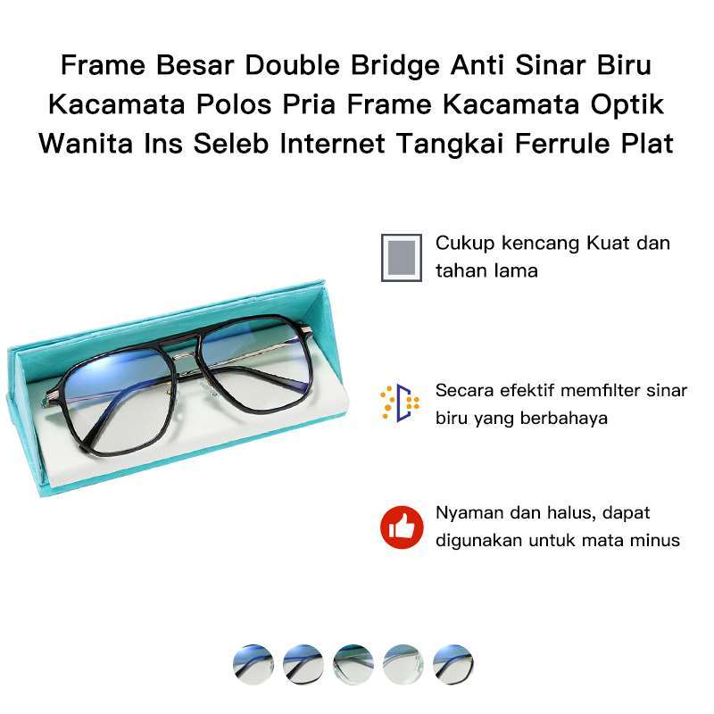 Frame Besar Promo Frame Besar Double Bridge Anti Sinar Biru Kacamata Polos Pria ...