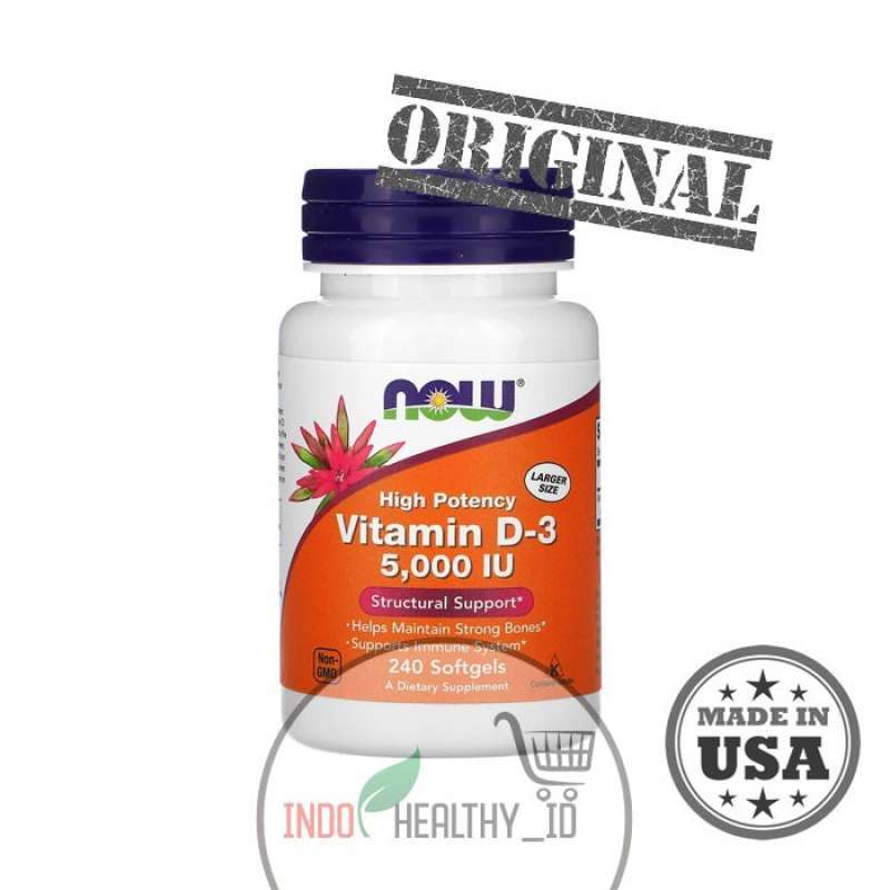 Jual NOW VITAMIN D3 5000 IU125 MCG 5000 IU 120 240 SSOTGELS di Seller