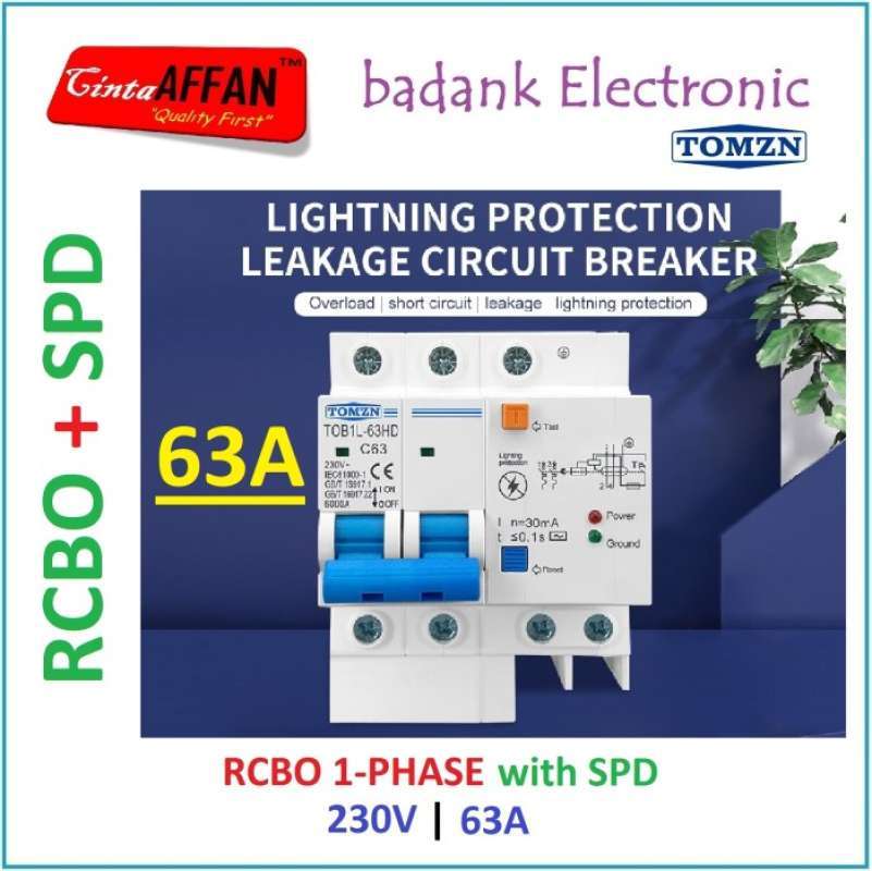 63asp Rcbo Promo Integrated RCBO SPD 230V 63A Lightning Protection Residual ...