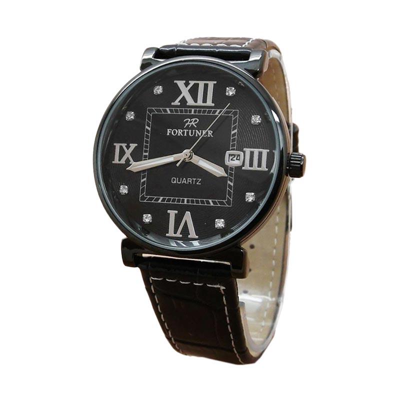 Jual Fortuner FR3255 Date Strap Kulit Jam Tangan Pria - Hitam di Seller