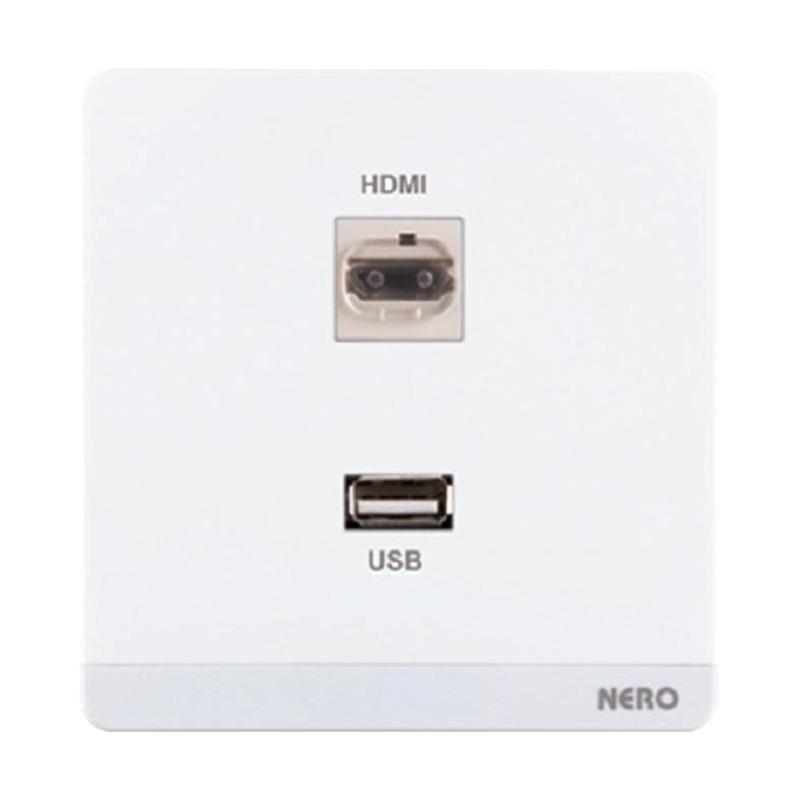 Jual Nero Decora Q782-W Saklar Listrik - White [2 Gang HDMI + USB ...
