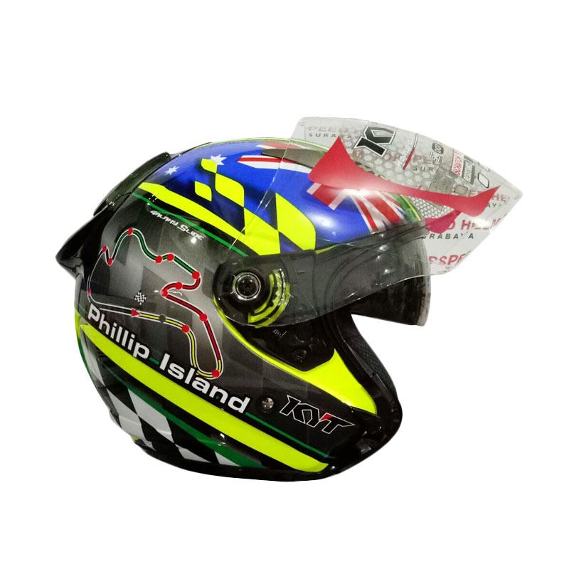 Jual Kyt Galaxy Philips Island Full Face Helm Motor Kuning Biru Hitam