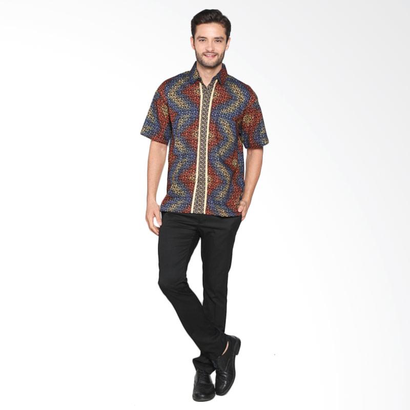 Jual Blitique Abstrak Kemeja Batik Pria - Merah Biru