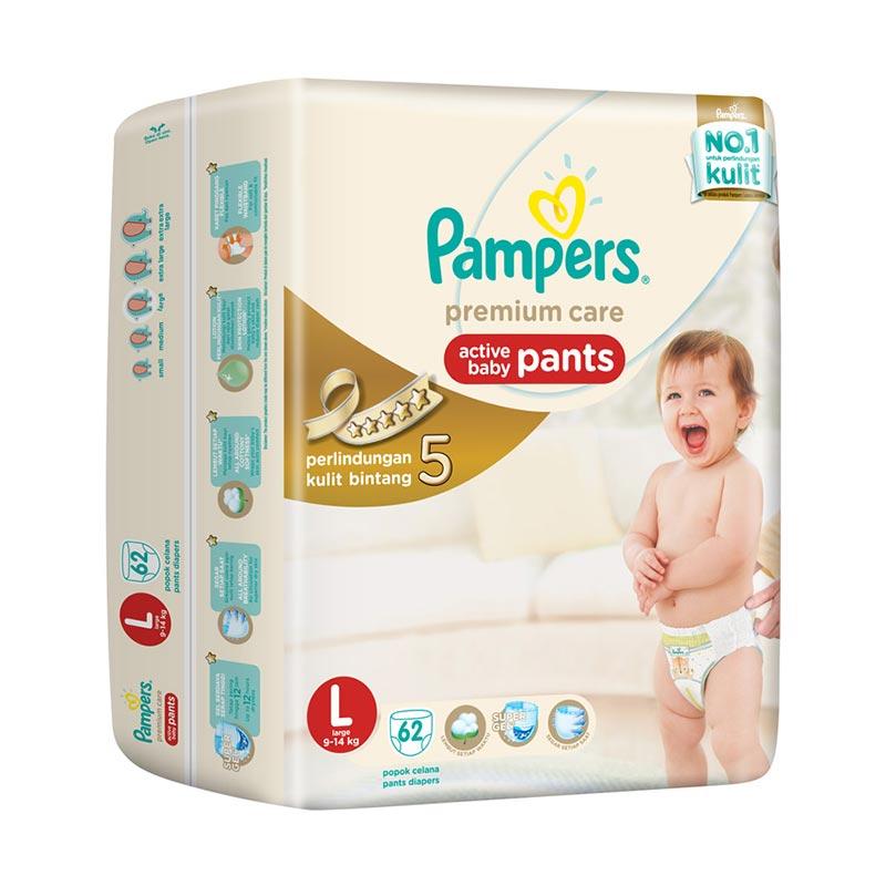 â Pampers Premium Care Pants Popok Bayi Celana [size L/62 Pcs] Terbaru