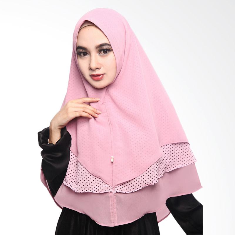 Jual Cotton Bee Khimar Clermont Polkadot Dusty jual cotton bee khimar clermont polkadot dusty