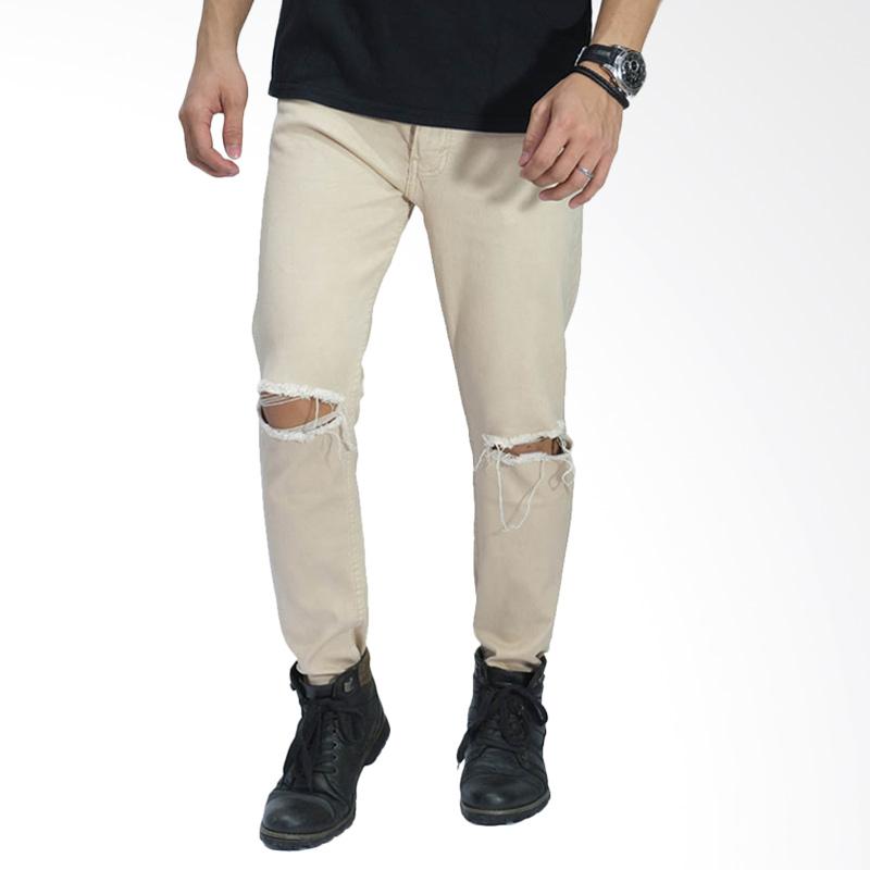 Jual Frozenshop Jeans Ripped On Knee Celana  Pria Khaki  