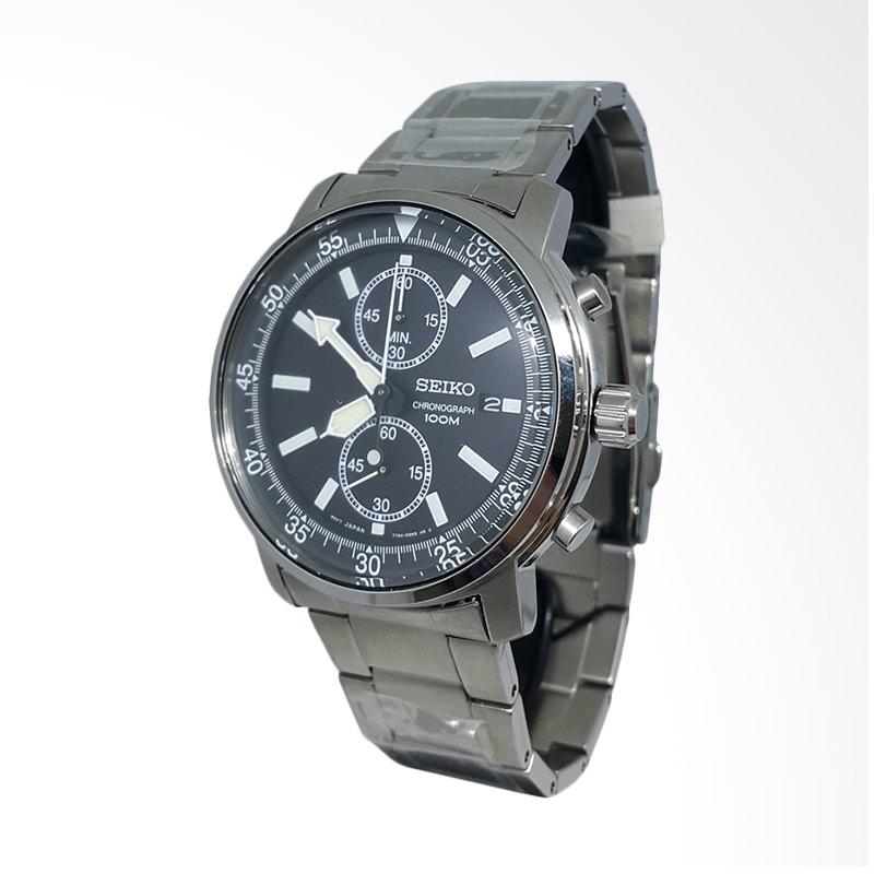 Jual Seiko Chronograph Tali Rantai Jam Tangan Pria - Hitam