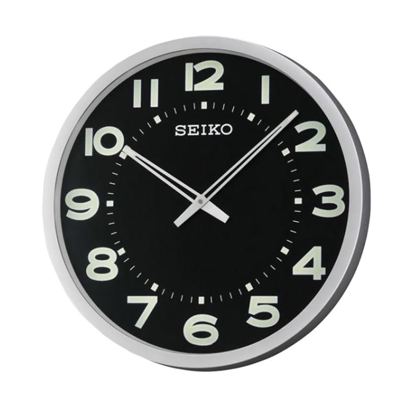 Jual SEIKO QXA564S Lumibrite Wall Clock Jam Dinding Silver Black [51