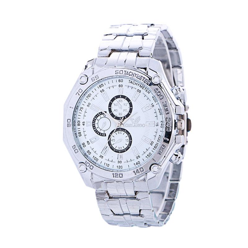 Jual Orlando Fashion Man Watch Tachymeter Jam Tangan Pria White di