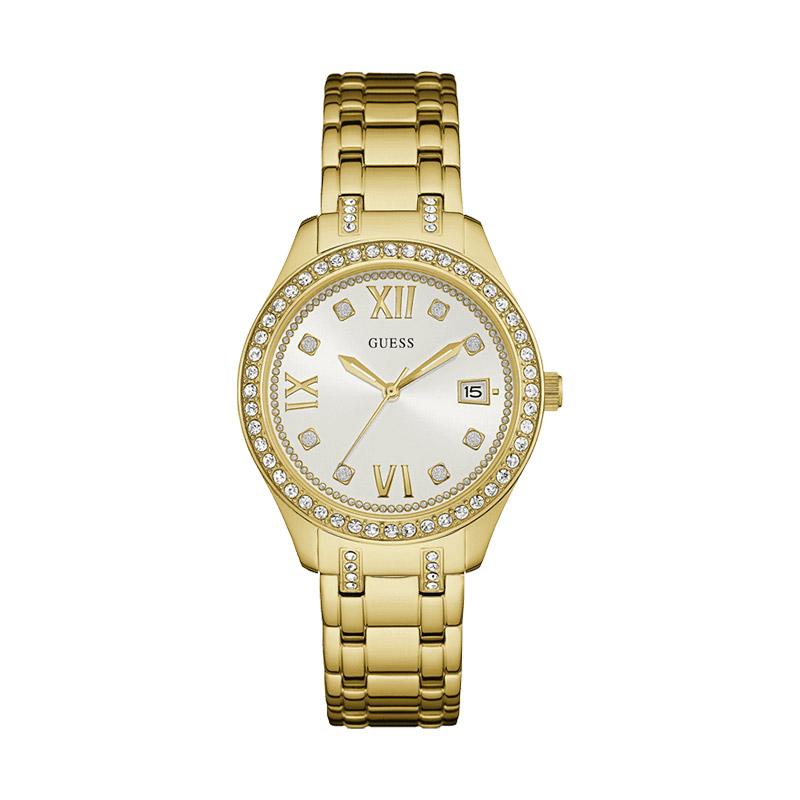 Jual Guess W0848L2 Crystal Jam Tangan Wanita - Gold White